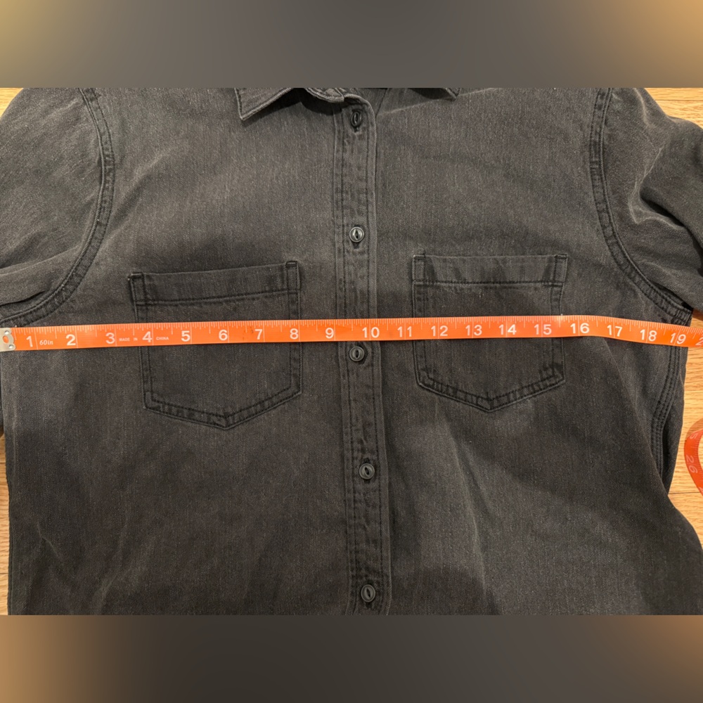 Distressed Denim Button Down, Black - image 6